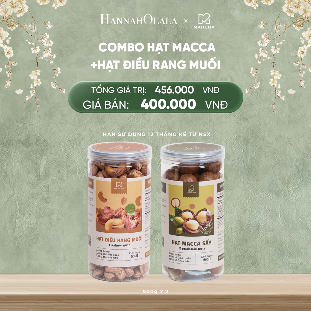  DEAL 12: COMBO MACCA SẤY 500G + HẠT ĐIỀU RANG MUỐI 500G 