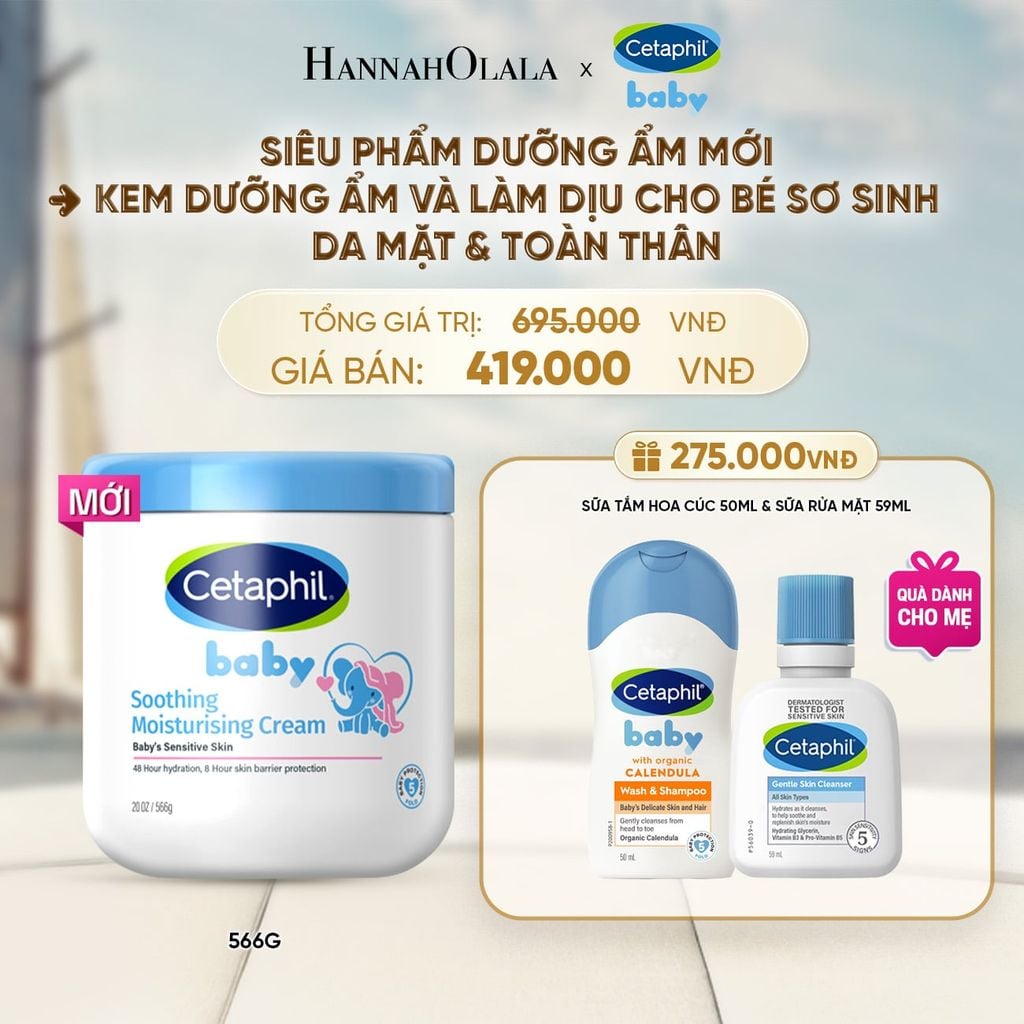  [MỚI] KEM LÀM DỊU VÀ DƯỠNG ẨM CHO BÉ CETAPHIL BABY SOOTHING & MOISTURISING CREAM HŨ 566G DEAL 12: 