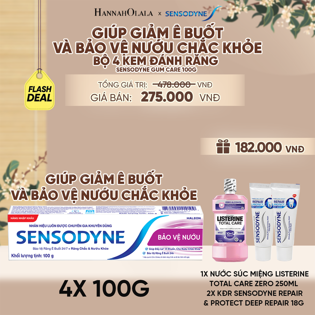  BỘ 4 KEM ĐÁNH RĂNG SENSODYNE GUM CARE 100G GIÚP GIẢM Ê BUỐT VÀ BẢO VỆ NƯỚU CHẮC KHỎE - A2625 