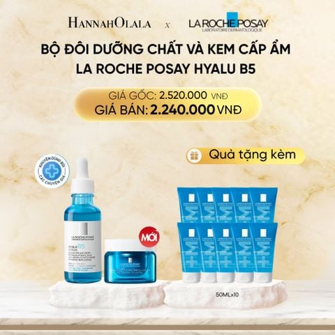  DEAL 12: BỘ ĐÔI DƯỠNG CHẤT VÀ KEM CẤP ẨM LA ROCHE POSAY HYALU B5 