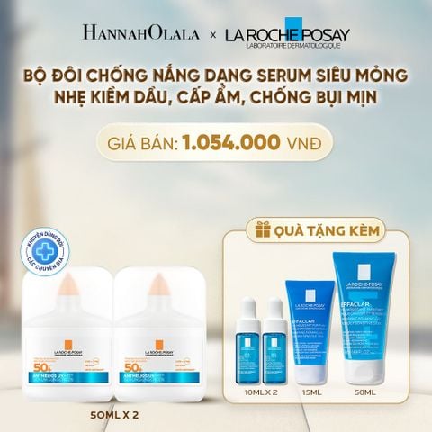  BỘ ĐÔI CHỐNG NẮNG DẠNG SERUM MỎNG NHẸ KIỀM DẦU 16H, CẤP ẨM 24H & CHỐNG BỤI MỊN LA ROCHE-POSAY ANTHELIOS UVAIR SPF50+ 50ML - A387 