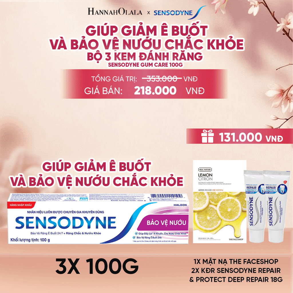  BỘ 3 KEM ĐÁNH RĂNG SENSODYNE GUM CARE 100G GIÚP GIẢM Ê BUỐT VÀ BẢO VỆ NƯỚU CHẮC KHỎE - A378 