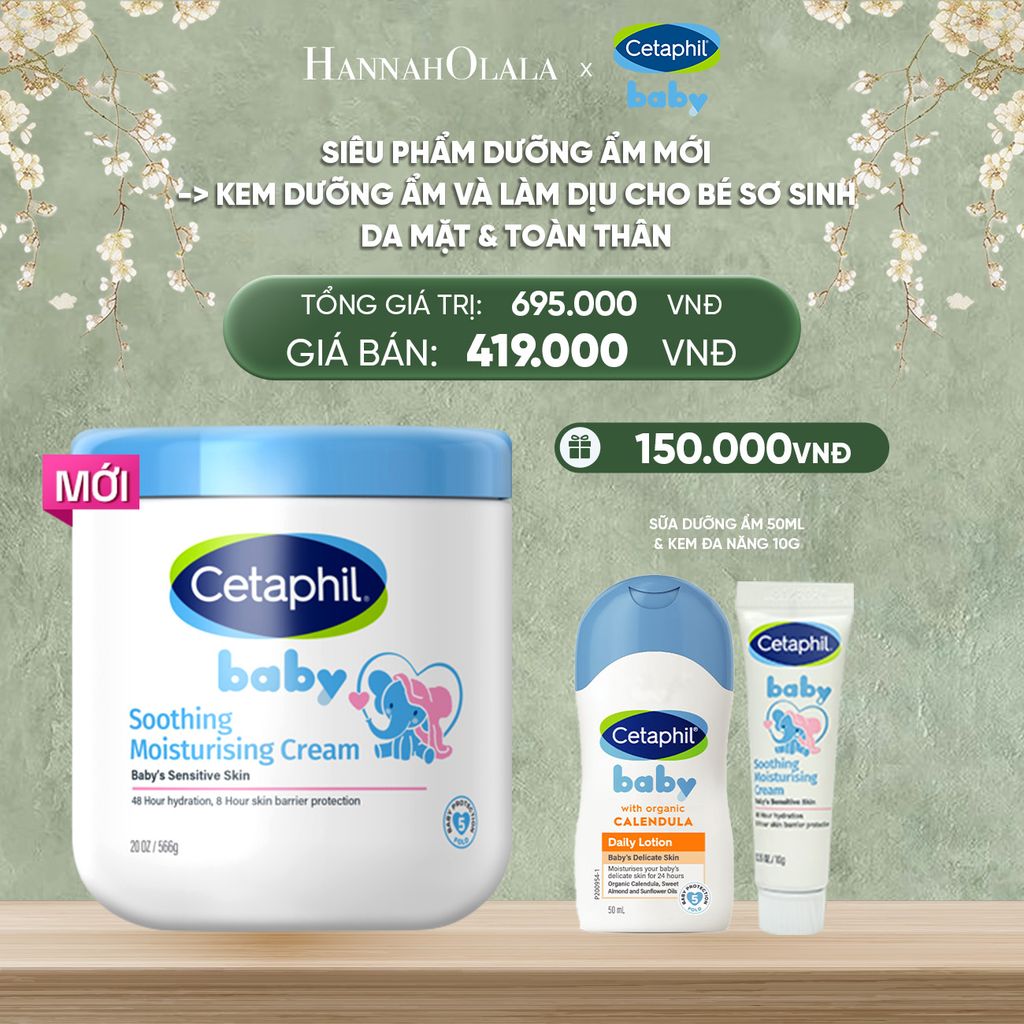 DEAL 12: [MỚI] KEM LÀM DỊU VÀ DƯỠNG ẨM CHO BÉ CETAPHIL BABY SOOTHING & MOISTURISING CREAM HŨ 566G 