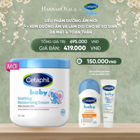  DEAL 12: [MỚI] KEM LÀM DỊU VÀ DƯỠNG ẨM CHO BÉ CETAPHIL BABY SOOTHING & MOISTURISING CREAM HŨ 566G 