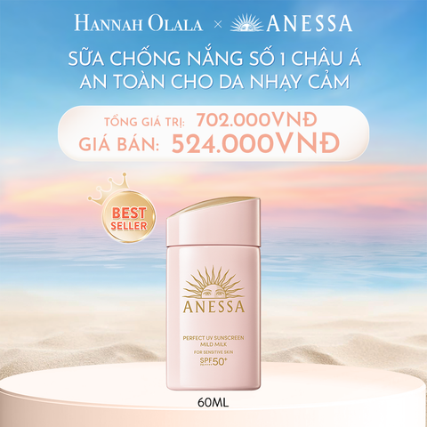  C372_DEAL 10: SỮA CHỐNG NẮNG DƯỠNG DA DỊU NHẸ AN TOÀN CHO DA NHẠY CẢM VÀ TRẺ EM ANESSA MILD MILK SPF50+ PA++++ 60ML 