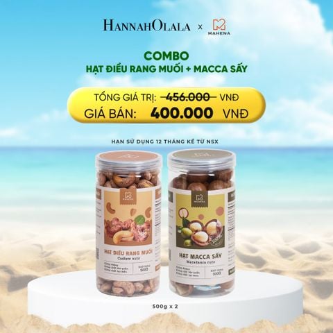  DEAL 12: COMBO MACCA SẤY 500G + HẠT ĐIỀU RANG MUỐI 500G 