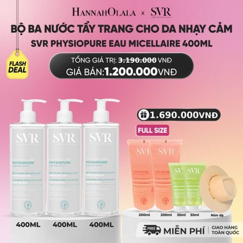  [FLASHSALE] COMBO 3 NƯỚC TẨY TRANG CHO DA NHẠY CẢM SVR PHYSIOPURE EAU MICELLAIRE 400ML - DEAL 12_A419 