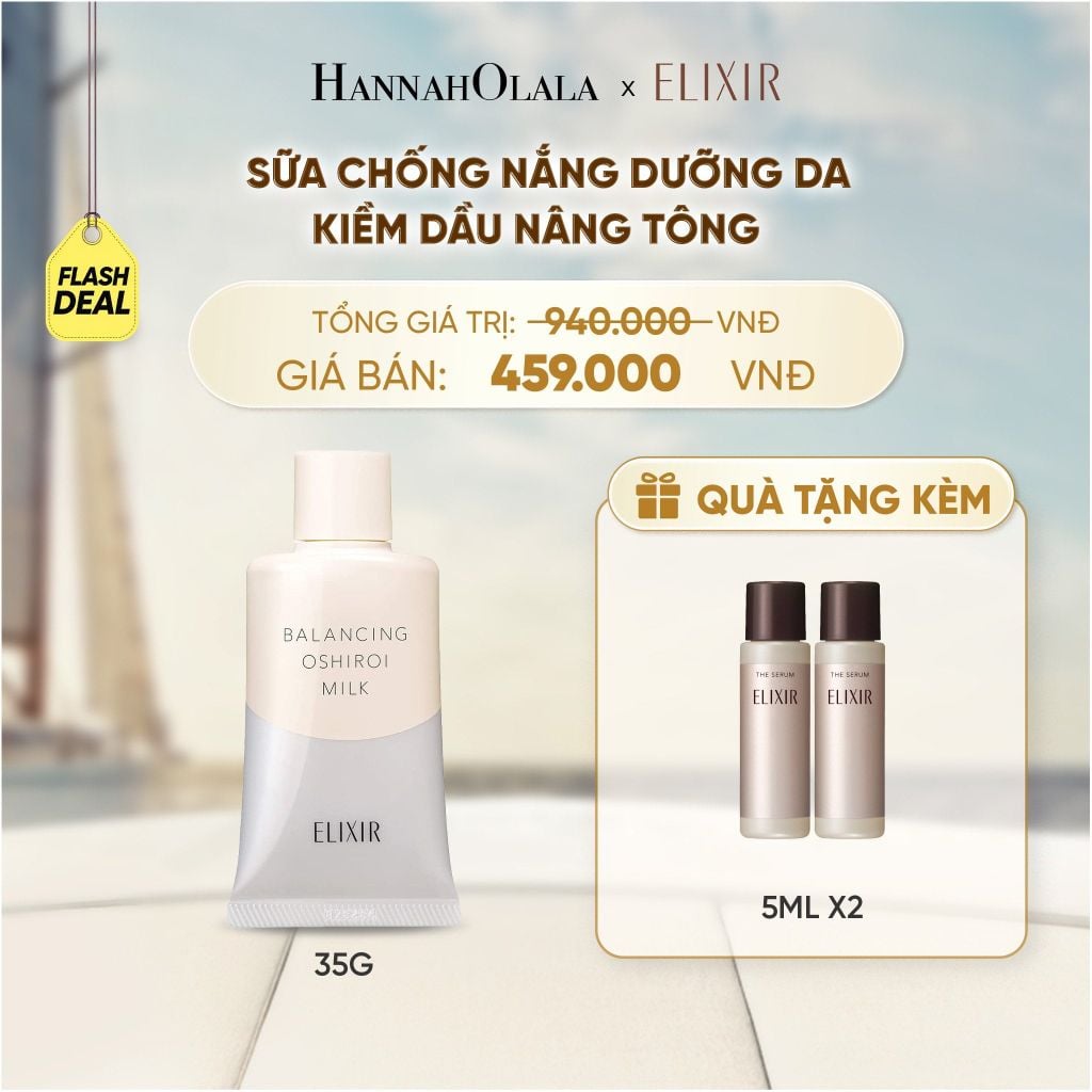  (FLASHSALE) SỮA CHỐNG NẮNG DƯỠNG DA NÂNG TÔNG KIỀM DẦU ELIXIR REFLET BALANCING OSHIROI MILK C 35G - DEAL 12 