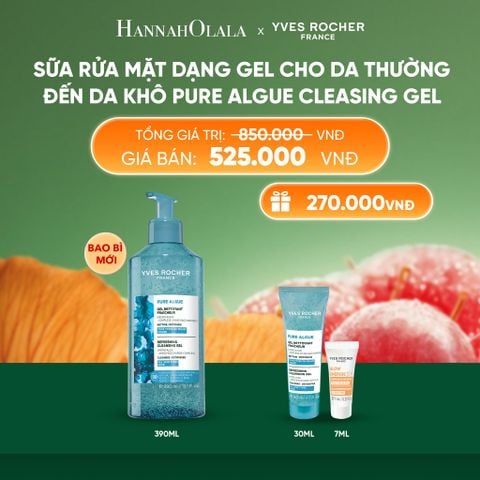  SỮA RỬA MẶT DẠNG GEL CHO DA THƯỜNG ĐẾN DA KHÔ PURE ALGUE CLEASING GEL TẶNG MINI GEL RỬA MẶT + MINI KEM DƯỠNG GLOW ENERGIE 