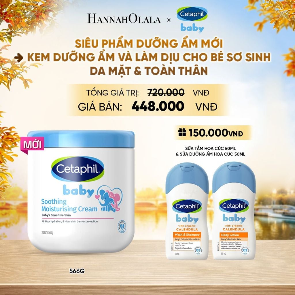  [MỚI] KEM LÀM DỊU VÀ DƯỠNG ẨM CHO BÉ CETAPHIL BABY SOOTHING & MOISTURISING CREAM HŨ 566G DEAL 12: - E1759 