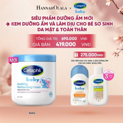  [MỚI] KEM LÀM DỊU VÀ DƯỠNG ẨM CHO BÉ CETAPHIL BABY SOOTHING & MOISTURISING CREAM HŨ 566G DEAL 12: - A1672 
