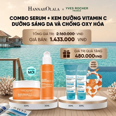  [SẢN PHẨM MỚI] COMBO SERUM + KEM DƯỠNG VITAMIN C DƯỠNG SÁNG DA VÀ CHỐNG OXY HÓA TẶNG MINI SỮA RỬA MẶT + GEL TẨY TRANG + KHĂN BANDANA + KẸP MI TRANG ĐIỂM_ D1652 