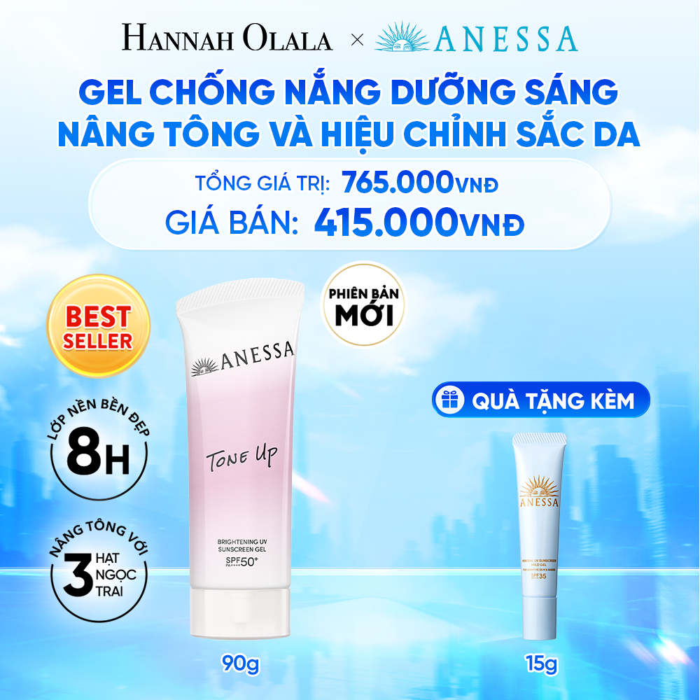  [PHIÊN BẢN MỚI] KEM CHỐNG NẮNG DẠNG GEL DƯỠNG SÁNG NÂNG TÔNG & HIỆU CHỈNH SẮC DA ANESSA BRIGHTENING UV SUNSCREEN GEL NA SPF50+ PA++++ 90G 