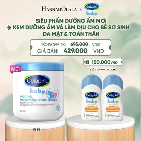  [MỚI] KEM LÀM DỊU VÀ DƯỠNG ẨM CHO BÉ CETAPHIL BABY SOOTHING & MOISTURISING CREAM HŨ 566G DEAL 12: - A1293 