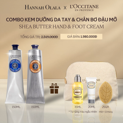  A12_DEAL 12: COMBO KEM DƯỠNG DA CHÂN L'OCCITANE BƠ ĐẬU MỠ 150ML VÀ KEM DƯỠNG DA TAY BƠ ĐẬU MỠ 150ML 