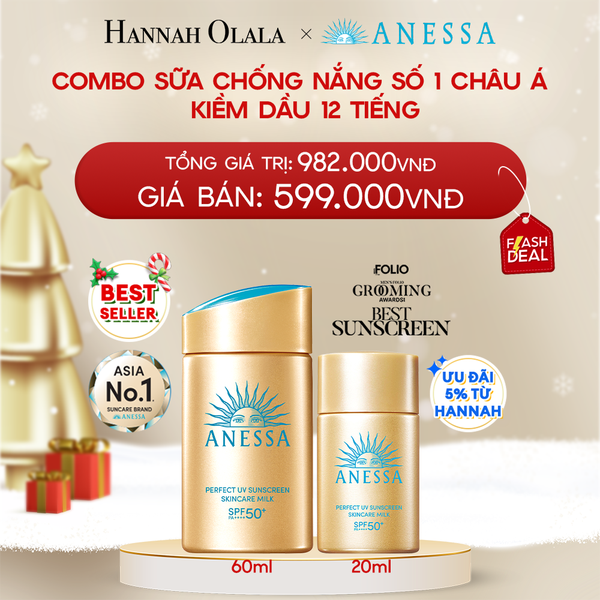  DEAL 21: [NEW] COMBO SỮA CHỐNG NẮNG DƯỠNG DA KIỀM DẦU BẢO VỆ HOÀN HẢO ANESSA GOLD MILK SPF50+ PA++++ 60ML + 20ML 