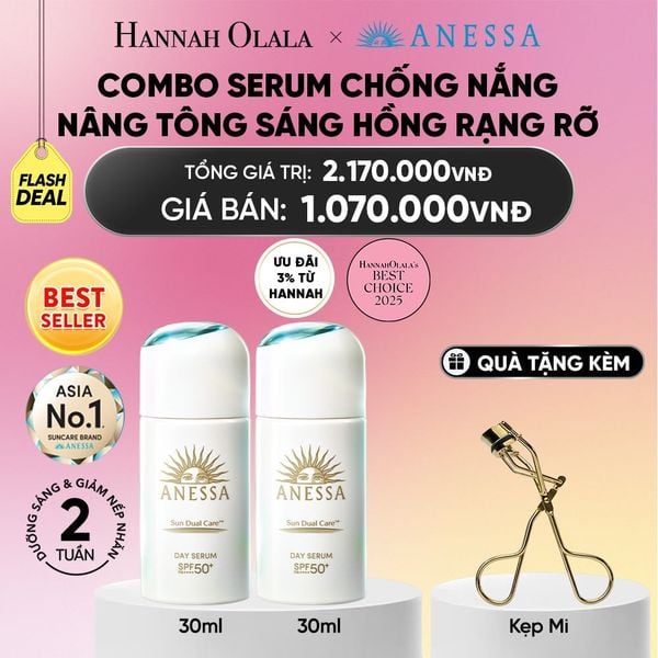  [FLASHSALE] COMBO SERUM CHỐNG NẮNG DƯỠNG DA NÂNG TÔNG NGĂN NGỪA LÃO HÓA ANESSA DAY SERUM SPF50+ PA++++ 30MLX2 - DEAL 13.1 