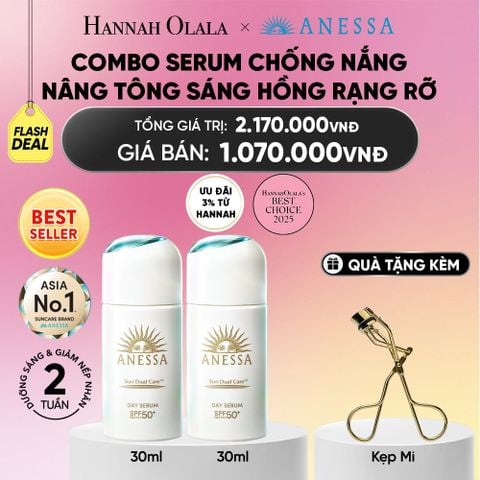  [FLASHSALE] COMBO SERUM CHỐNG NẮNG DƯỠNG DA NÂNG TÔNG NGĂN NGỪA LÃO HÓA ANESSA DAY SERUM SPF50+ PA++++ 30MLX2 - DEAL 13.1 