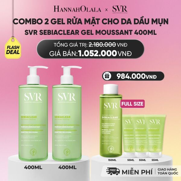  [FLASHSALE] COMBO 2 GEL RỬA MẶT CHO DA DẦU MỤN, KHÔNG CHỨA XÀ PHÒNG SVR SEBIACLEAR GEL MOUSSANT 400ML - DEAL 13.1 - A3600 