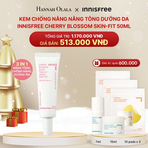  DEAL 13: KEM CHỐNG NẮNG NÂNG TÔNG DƯỠNG DA INNISFREE CHERRY BLOSSOM SKIN-FIT 50ML 
