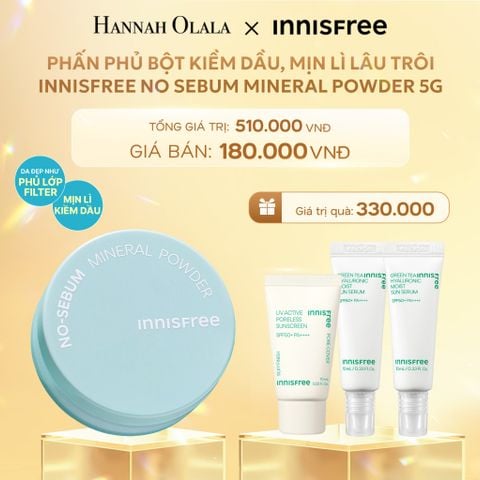  DEAL 12: PHẤN PHỦ BỘT KIỀM DẦU, MỊN LÌ LÂU TRÔI INNISFREE NO SEBUM MINERAL POWDER 5G 