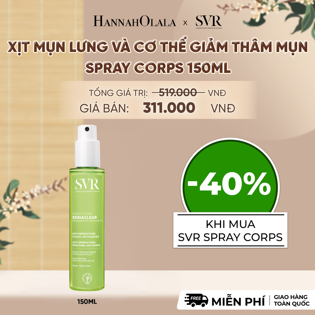  XỊT MỤN LƯNG VÀ CƠ THỂ GIẢM THÂM MỤN SPRAY CORPS 150ML - DEAL 11 - A2010 
