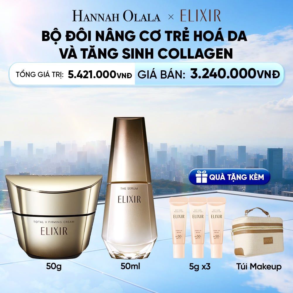  COMBO SERUM KÍCH HOẠT TRẺ HÓA LÀN DA EIS THE SERUM AA 50ML & KEM DƯỠNG CẢI THIỆN CHẢY XỆ NGĂN NGỪA LÃO HÓA ELIXIR TOTAL V FIRMING CREAM 50G - DEAL 13 