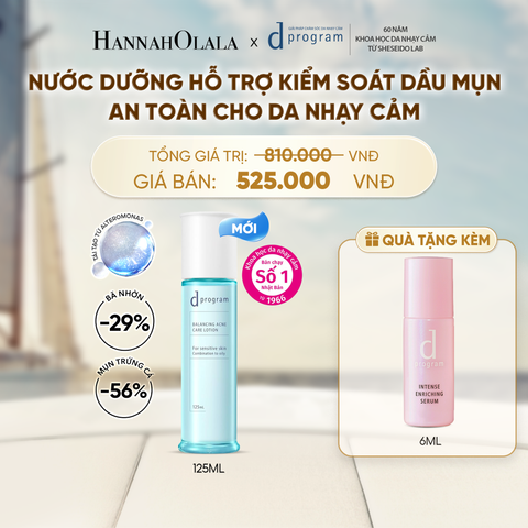  [MỚI] NƯỚC DƯỠNG ẨM KIỀM DẦU NGỪA MỤN CHO DA NHẠY CẢM DPROGRAM BALANCING ACNE CARE LOTION 125ML - DEAL 13 