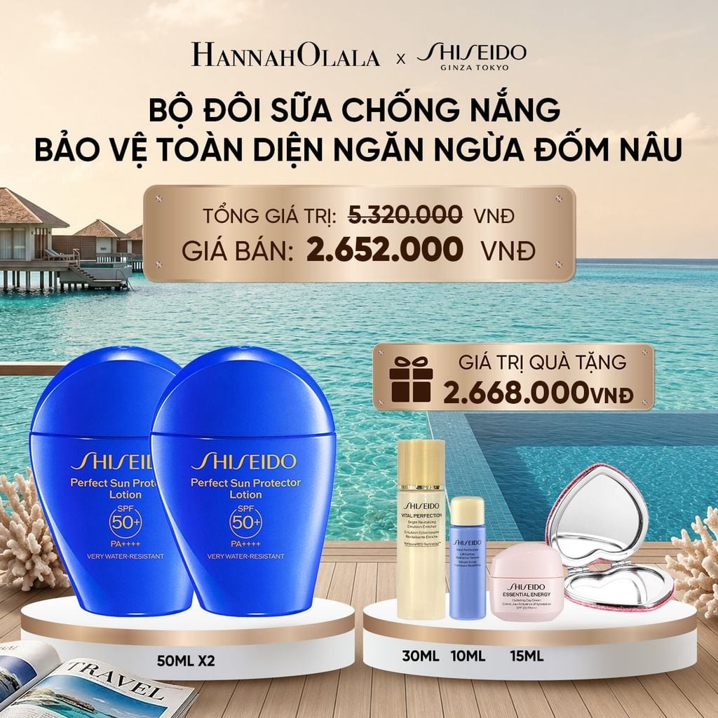  COMBO X2 CHỐNG NẮNG TOÀN DIỆN NGĂN NGỪA LÃO HÓA LÀM MỜ ĐỐM NÂU NHỜ CÔNG NGHỆ PROFENCEL-SỮA CHỐNG NẮNG DƯỠNG DA SHISEIDO - DEAL 13 