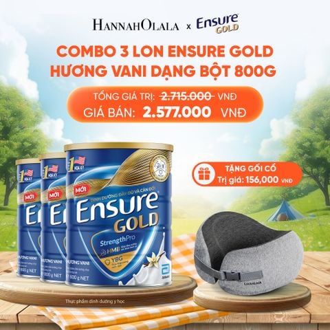  [TẶNG GỐI CỔ LOCKNLOCK] COMBO 3 LON ENSURE GOLD HƯƠNG VANI DẠNG BỘT 800G DEAL 13: 