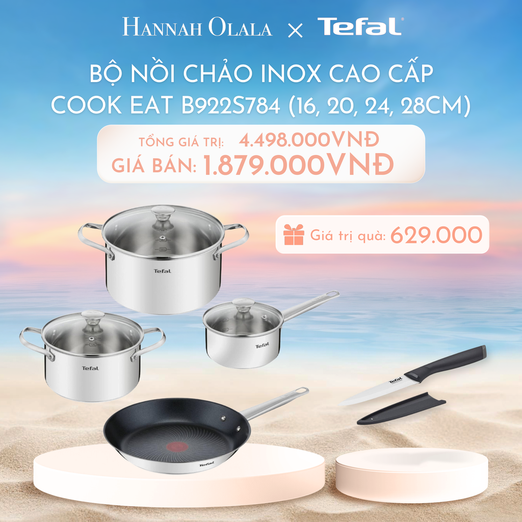  C505_DEAL 13: BỘ NỒI CHẢO INOX CAO CẤP COOK EAT B922S784 (16, 20, 24, 28CM) 