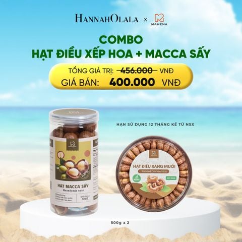  A900_DEAL 13: MACCA SẤY 500G + HẠT ĐIỀU XẾP HOA 500G 