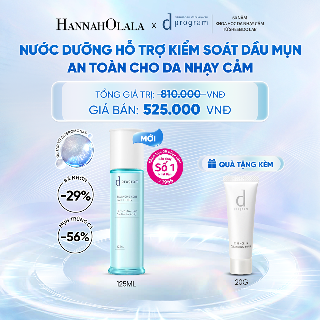  [MỚI] NƯỚC DƯỠNG ẨM KIỀM DẦU NGỪA MỤN CHO DA NHẠY CẢM DPROGRAM BALANCING ACNE CARE LOTION 125ML - DEAL 13 