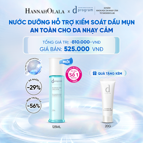  [MỚI] NƯỚC DƯỠNG ẨM KIỀM DẦU NGỪA MỤN CHO DA NHẠY CẢM DPROGRAM BALANCING ACNE CARE LOTION 125ML - DEAL 13 