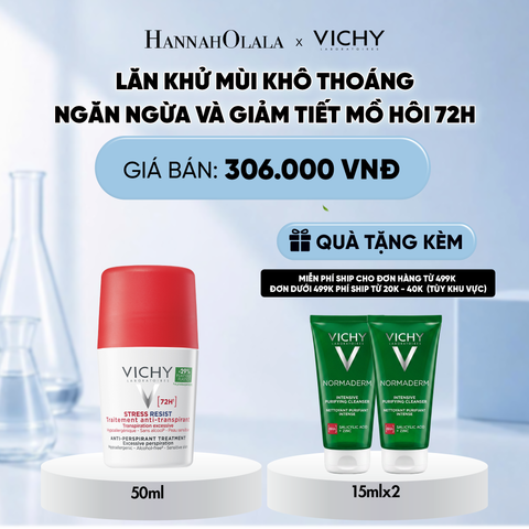  LĂN KHỬ MÙI VICHY KHÔ THOÁNG, NGĂN NGỪA VÀ GIẢM TIẾT MỒ HÔI 72H, KHÔNG GÂY KÍCH ỨNG, SẠM DA 50ML DEAL 13 
