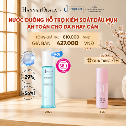  [MỚI] NƯỚC DƯỠNG ẨM KIỀM DẦU NGỪA MỤN CHO DA NHẠY CẢM DPROGRAM BALANCING ACNE CARE LOTION 125ML - DEAL 13 