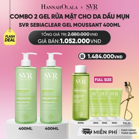  [FLASHSALE] COMBO 2 GEL RỬA MẶT CHO DA DẦU MỤN, KHÔNG CHỨA XÀ PHÒNG SVR SEBIACLEAR GEL MOUSSANT 400ML - DEAL 13_A420 