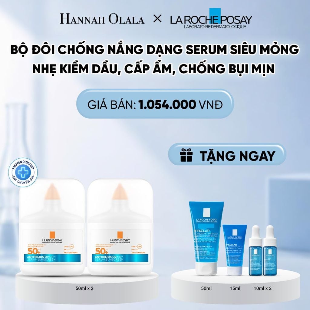 [MỚI] BỘ ĐÔI CHỐNG NẮNG DẠNG SERUM SIÊU MỎNG NHẸ KIỀM DẦU 16H CẤP ẨM 24H CHỐNG BỤI MỊN ANTHELIOS UVAIR SPF50+ 50ml DEAL 13: 