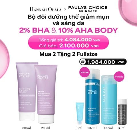  [COMBO] BỘ ĐÔI DƯỠNG THỂ PAULA’S CHOICE GIẢM MỤN VÀ SÁNG DA 2% BHA BODY SMOOTHING SPOT EXFOLIANT 210ML + 10% AHA BRIGHTENING BODY LOTION - DEAL 13 - B5 