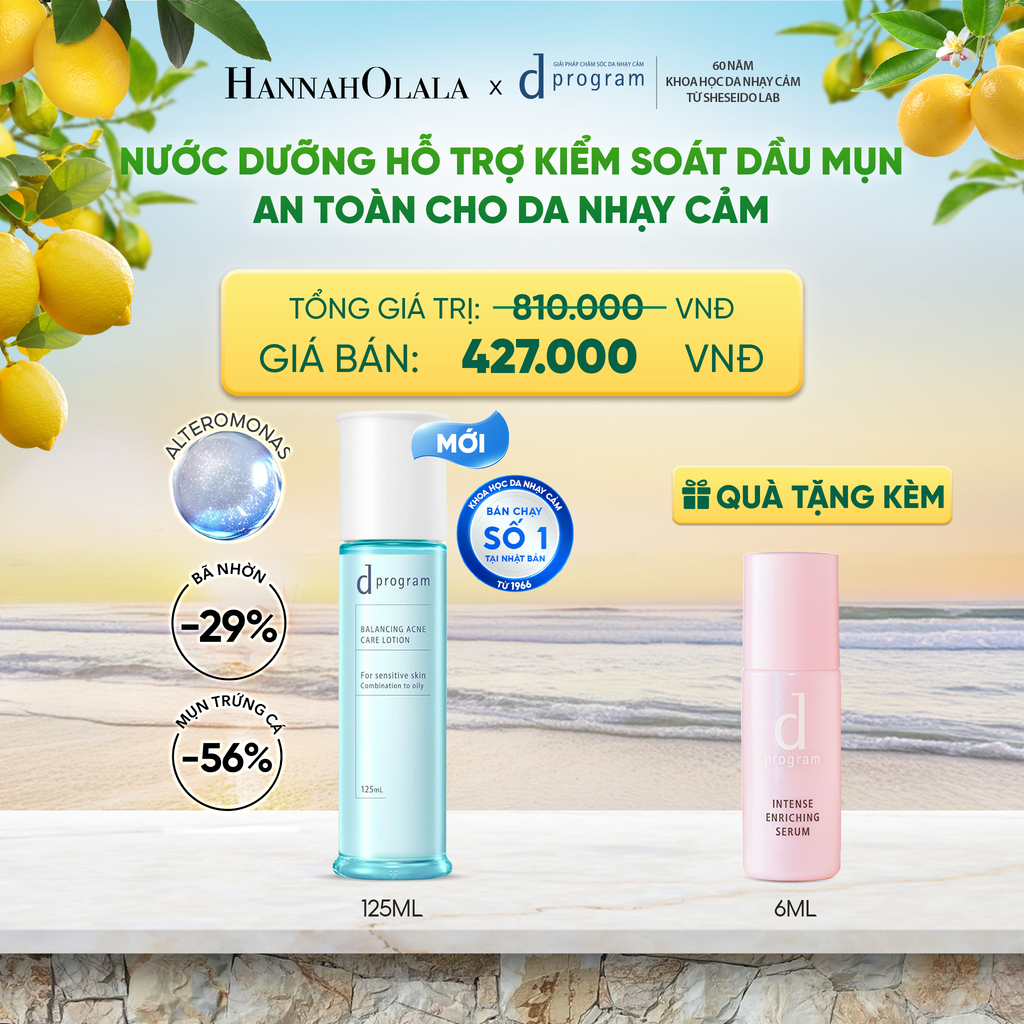  [MỚI] NƯỚC DƯỠNG ẨM KIỀM DẦU NGỪA MỤN CHO DA NHẠY CẢM DPROGRAM BALANCING ACNE CARE LOTION 125ML - DEAL 13 