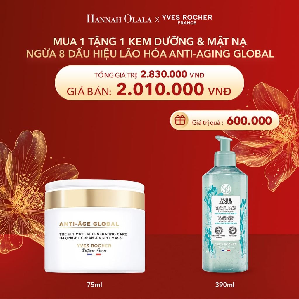  DEAL 16: MUA 1 TẶNG 1 KEM DƯỠNG & MẶT NẠ NGỪA 8 DẤU HIỆU LÃO HÓA ANTI-AGING GLOBAL TẶNG SỮA RỬA MẶT 