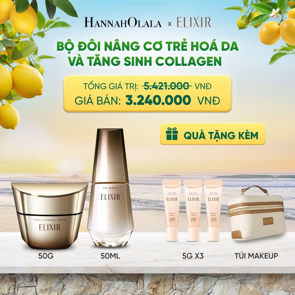  COMBO SERUM KÍCH HOẠT TRẺ HÓA LÀN DA EIS THE SERUM AA 50ML & KEM DƯỠNG CẢI THIỆN CHẢY XỆ NGĂN NGỪA LÃO HÓA ELIXIR TOTAL V FIRMING CREAM 50G - DEAL 13 