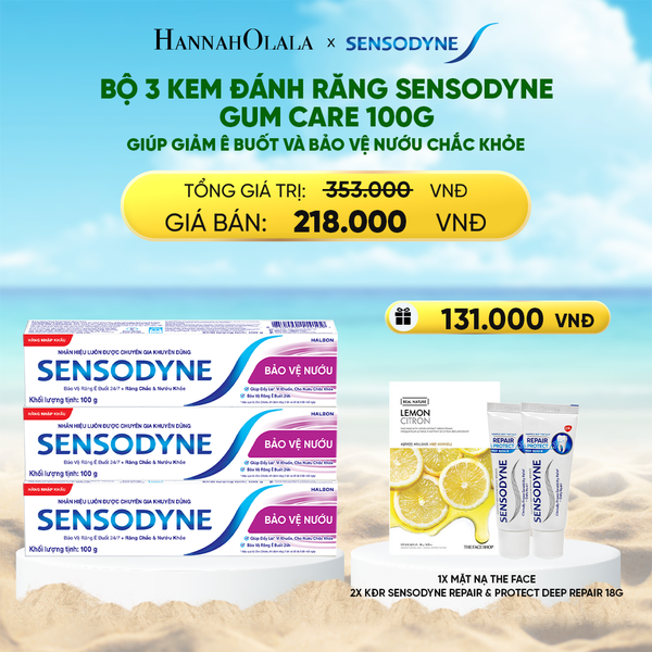  BỘ 3 KEM ĐÁNH RĂNG SENSODYNE GUM CARE 100G GIÚP GIẢM Ê BUỐT VÀ BẢO VỆ NƯỚU CHẮC KHỎE 