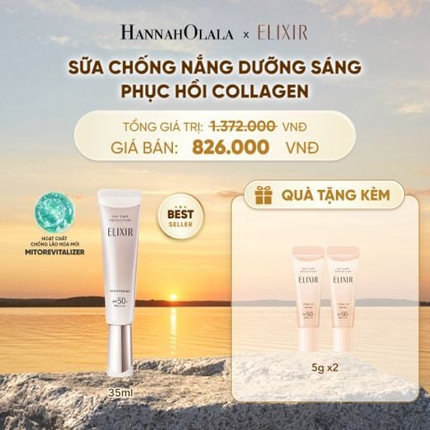  [THẾ HỆ MỚI] KEM CHỐNG NẮNG DẠNG SỮA DƯỠNG SÁNG PHỤC HỒI COLLAGEN TỪ CẤP ĐỘ TẾ BÀO ELIXIR DAY CARE REVOLUTION SPF50+ 35ML - DEAL 19 - B545 