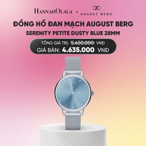  ĐỒNG HỒ ĐAN MẠCH AUGUST BERG - SERENITY PETITE DUSTY BLUE 28MM - DÂY KIM LOẠI MESH - MÀU BẠC_A2286 
