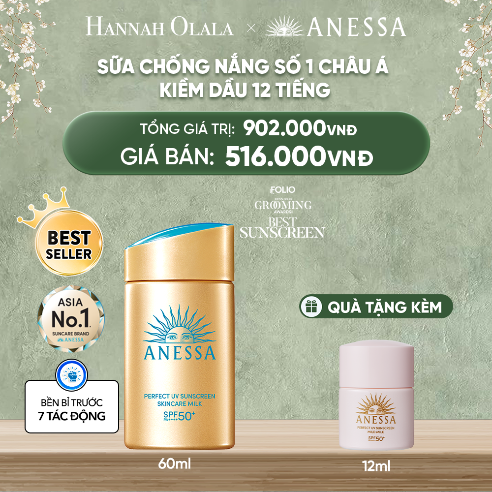  DEAL 13: KEM CHỐNG NẮNG DẠNG SỮA DƯỠNG DA KIỀM DẦU BẢO VỆ HOÀN HẢO ANESSA GOLD MILK SPF50+ PA++++ 60ML 