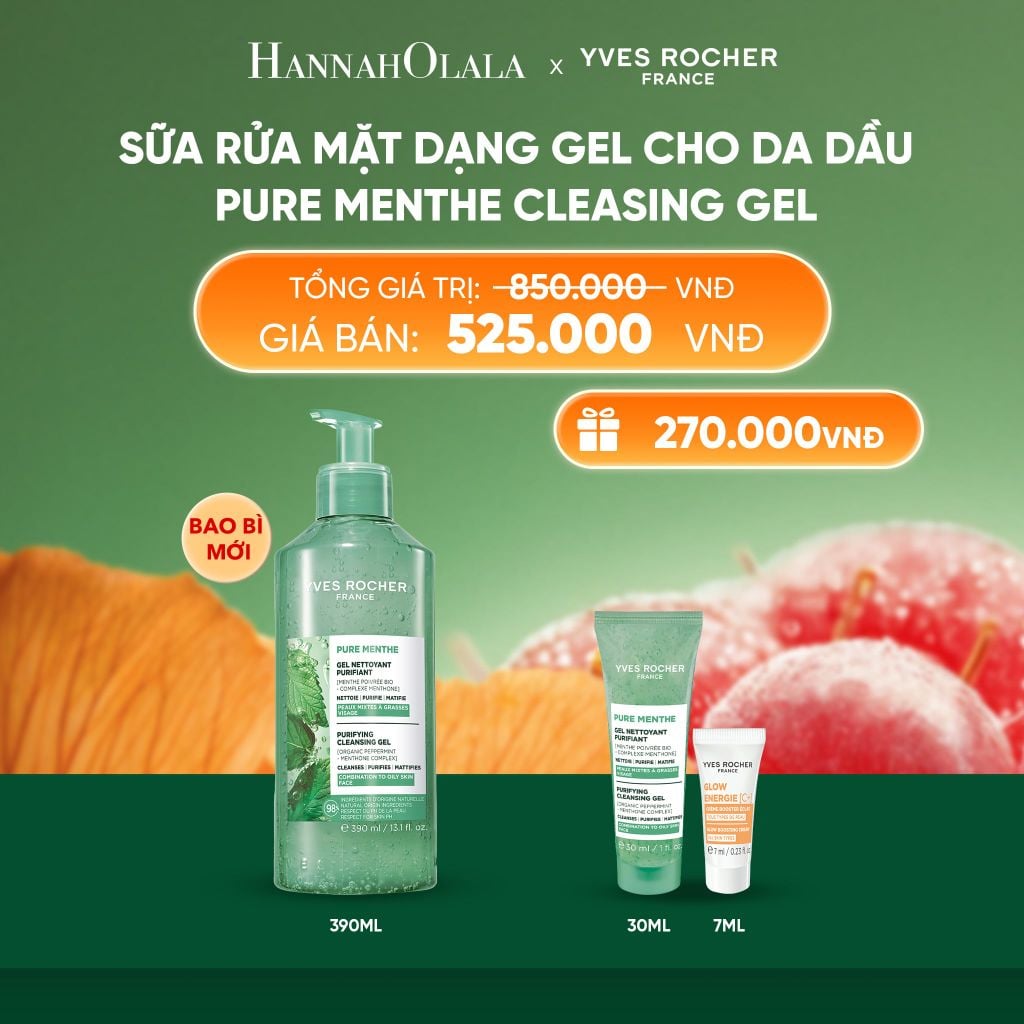  SỮA RỬA MẶT DẠNG GEL CHO DA DẦU PURE MENTHE CLEASING GEL TẶNG MINI GEL RỬA MẶT + MINI KEM DƯỠNG GLOW ENERGIE 