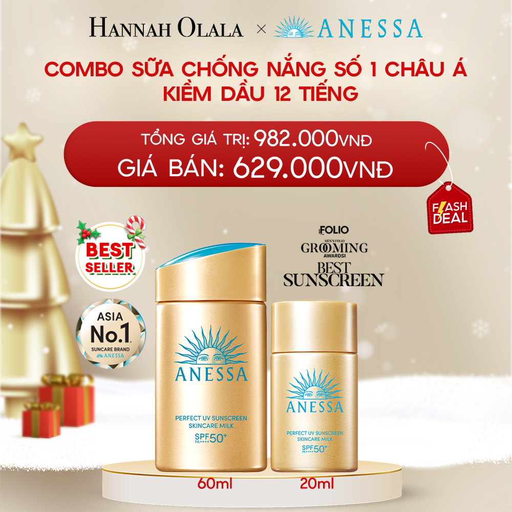  DEAL 13: COMBO SỮA CHỐNG NẮNG DƯỠNG DA KIỀM DẦU BẢO VỆ HOÀN HẢO ANESSA GOLD MILK SPF50+ PA++++ 60ML + 20ML 