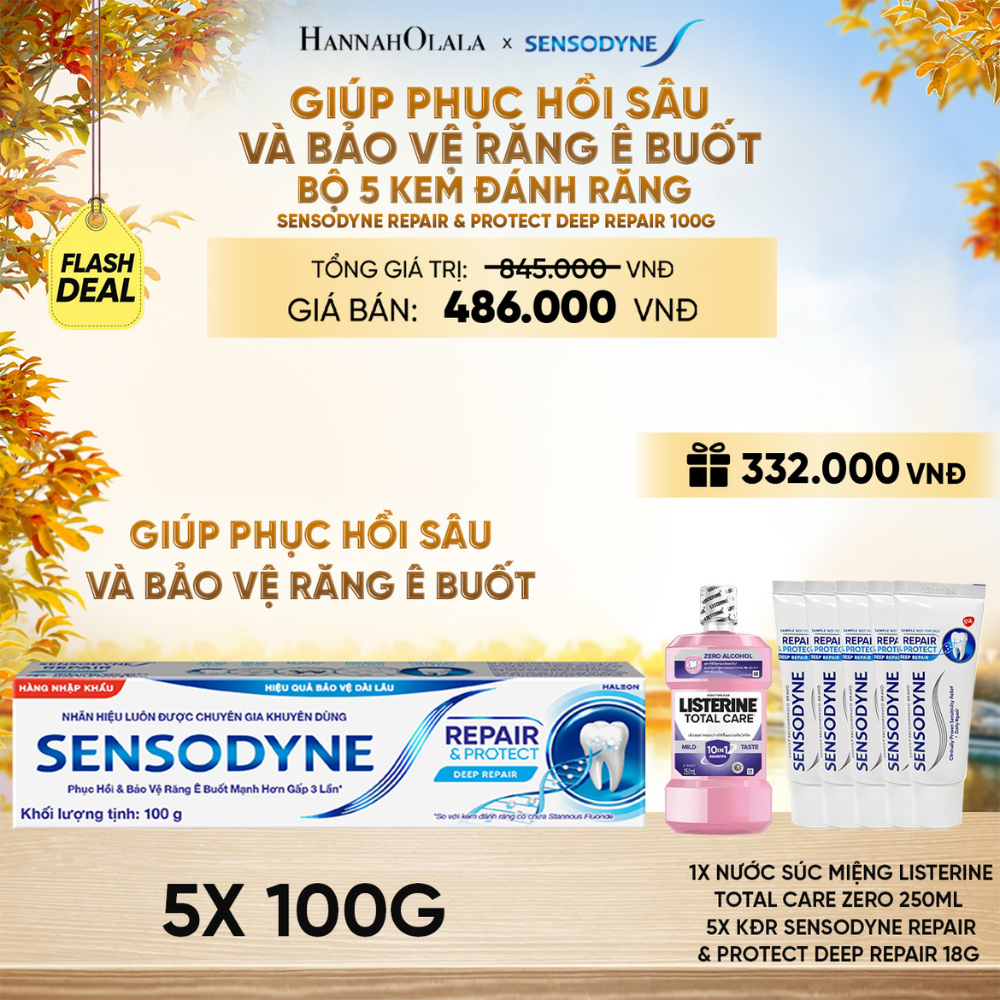  BỘ 5 KEM ĐÁNH RĂNG SENSODYNE REPAIR & PROTECT DEEP REPAIR 100G GIÚP PHỤC HỒI SÂU VÀ BẢO VỆ RĂNG Ê BUỐT - E1863 