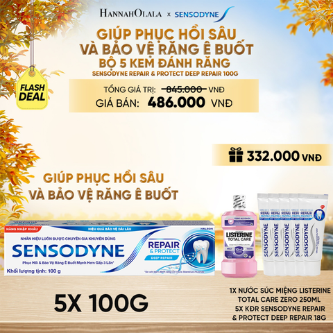  BỘ 5 KEM ĐÁNH RĂNG SENSODYNE REPAIR & PROTECT DEEP REPAIR 100G GIÚP PHỤC HỒI SÂU VÀ BẢO VỆ RĂNG Ê BUỐT - E1863 